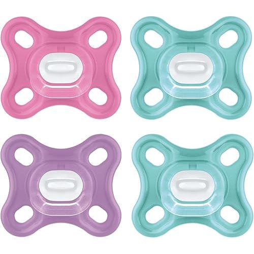 MAM Comfort Baby Pacifier, 100% Lightweight Silicone Pink/Purple/Blue (4 Count)