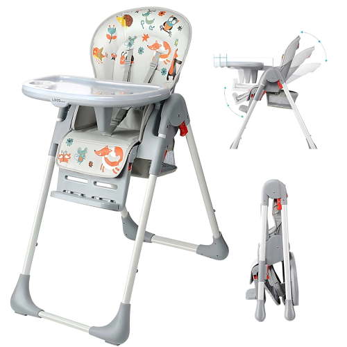 Baby High Chair, Foldable Highchair Dining Chair for Babies Toddlers, Adjustable Food Tray & Footrest, 3 Reclining Backrest, Adjustable Heights, Built-in Hidden Rear Wheels - Walmart.ca