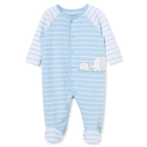 Little Me Clothes for Baby Boys' 100% Cotton Scratch-Free Tag Footie Sleeper, Preemie to 9 Months