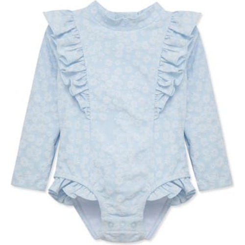 Daisy Long Sleeve One-Piece Rashguard Swimsuit, 12M
