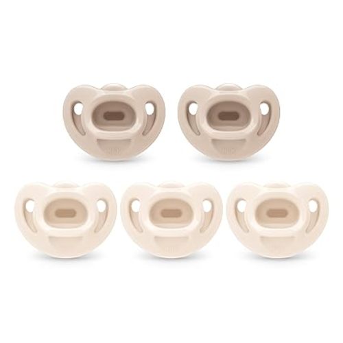 NUK 100% Silicone Comfy Orthodontic Pacifiers, 0-6 Months, Blue Fashion, Timeless Collection, 5 Count