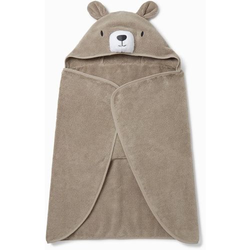 MORI Boys and Girls Hooded Bear Bath Towel in Taupe - Unisex Baby Toddler Soft Blanket - Ultra Absorbent and Long Lasting - One Size