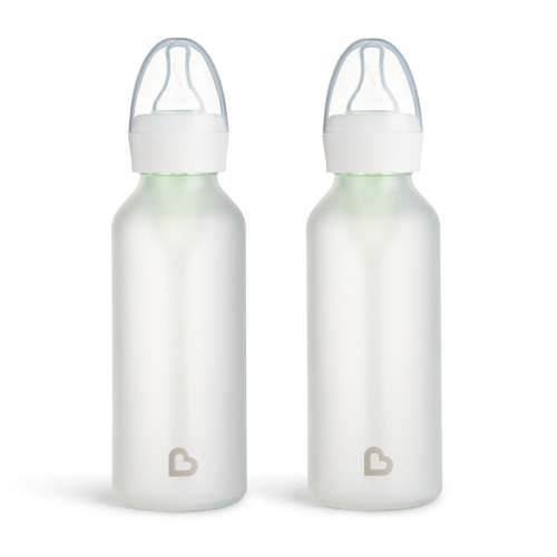 Munchkin Bond® Silicone Glass Bottle, 2-Pack - White / 8 Ounce