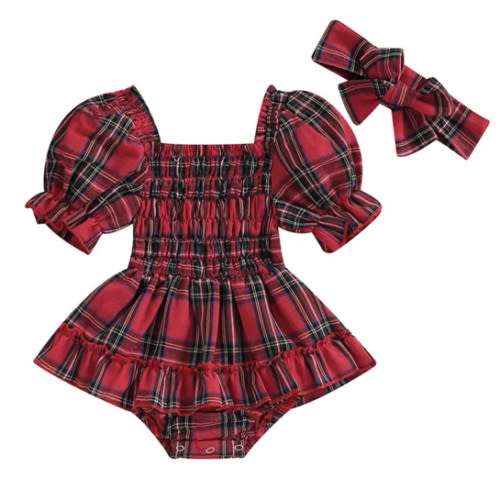 GRACIE Plaid Ruffle Romper - Hazel & Bo