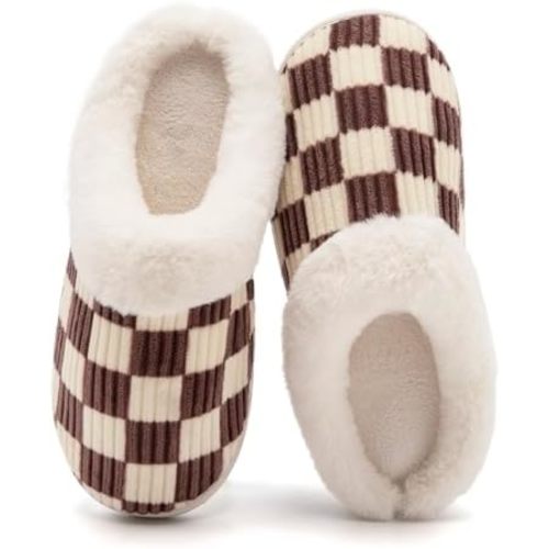 Guyarns House Slippers for Women & Men - Fuzzy, Casual Indoor/Outdoor Shoes with Memory Foam & Faux Fur Lining