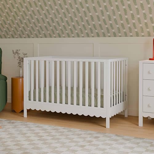 Davinci Sammy Scallop 4-in-1 Convertible Crib in White, GREENGUARD Gold Certified