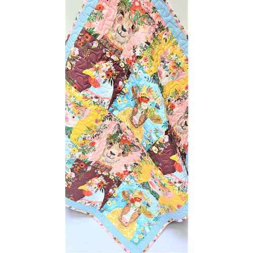 Boho Baby Quilt, Girl, Llama, Pig, Chicken, Cow, Farm Animals, Handmade, Keepsake, Crib Bedding, Babies Nursery, Lap