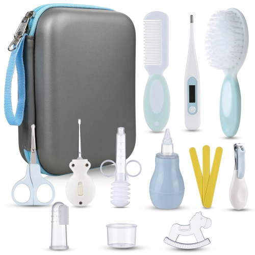 Lictin Baby Grooming and Healthcare Kit, 15PCS Newborn Care Set with Thermometer, Nail Clipper, Brush, Comb