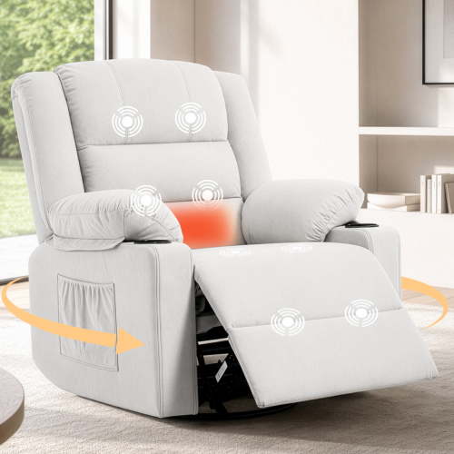 Manual Rocker Recliner Chair for Adults with Vibration Massage,Glider Rocking Recliner Chairs for Living Room Bedroom Overstuffed Soft Reclining Sofa Chair with Pockets and Cup Holds (Dark Grey)