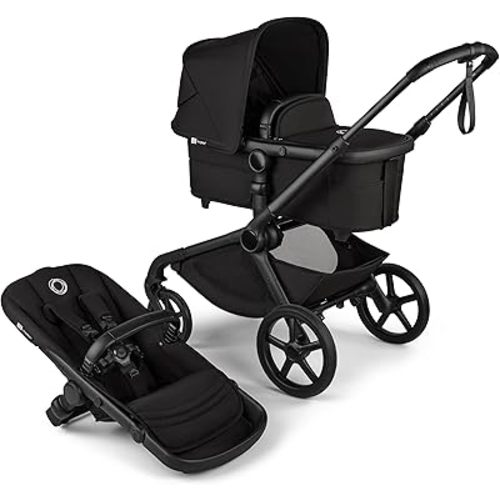 Bugaboo Kangaroo All-Terrain Single-to-Double Tandem Stroller for Infant and Toddler, for Up to Three Kids, XL Wheels, One-Hand Operation, Large Bassinet, XL Underseat Storage, Black/Midnight Black