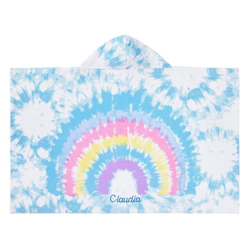Rainbow Tie-Dye Kid Beach Hooded Towel UPF 50+