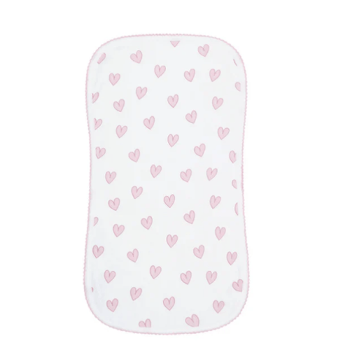 Pink Heart Print Burp Cloth