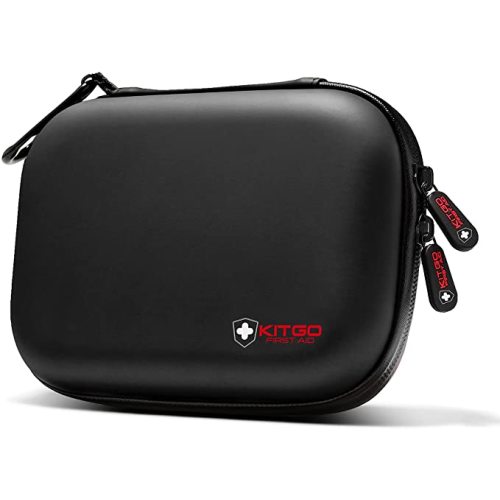 Kitgo First Aid Kit with Essential 101 Pcs First Aid Supplies Small Waterproof Hard Case, Good for Camping Home Workplace Sports Survival Driving Hiking-Black