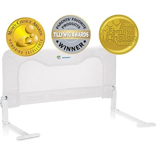 TotCraft Toddler Bed Rails Guard – Universal Baby & Children Rail for Box Spring &slats Kids Toddlers Cribs, Twin, Double, Full Size Queen &King - White (35.5L19.5H) in
