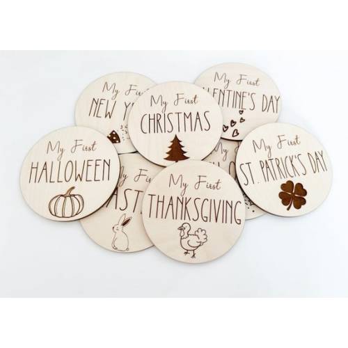 First Holiday Milestones Wooden Milestone Disc My First - Etsy