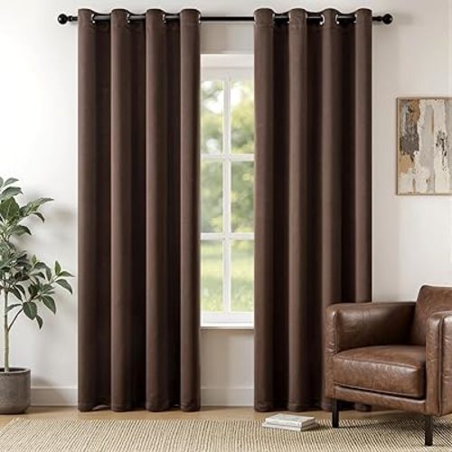 MIULEE Blackout Curtains 96 Inches Long for Bedroom Living Room Thermal Insulated Room Darkening Grommet Top Solid Light Blocking Drapery Set of 2 Window Panels Chocolate Brown