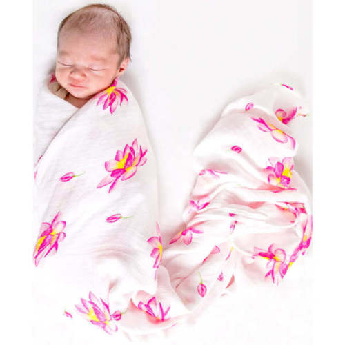 Organic Cotton Muslin Swaddle, Magical Lotus - Malabar Baby | Maisonette