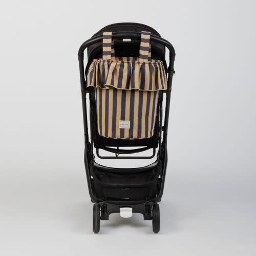 Basket Stripes - Navy + Caramel - Minicoton