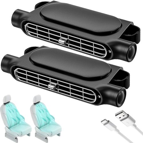 Car Seat Fan for Backseat for Kids, Mini Portable Battery Operated Back Seat Baby Quiet Headrest Neck Cooling AC Fan with 3 Adjustable Wind Speeds for All Cars Vehicle RV Truck