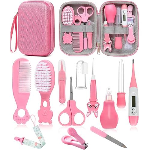 Baby Healthcare and Grooming Kit, Safety Newborn Nursery Baby Care Kit, with Hair Brush Comb, Nail Clipper, Thermometer, Pacifier Clip, Baby Registry Search, Baby Girl Boy Newborn Essentials