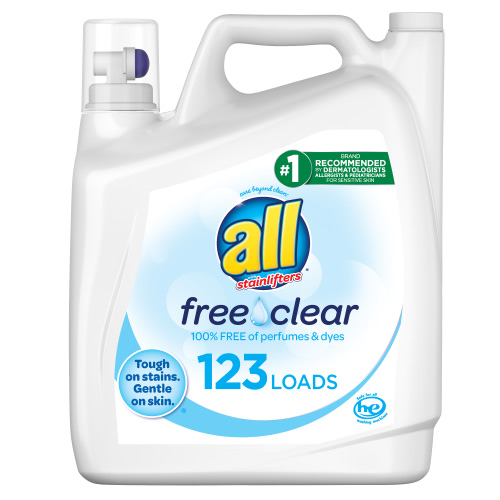 all Free Clear For Sensitive Skin, 123 Loads, Liquid Laundry Detergent , 184.5 fl oz