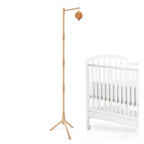 Floor-Standing Crib Mobile Arm with Music Box - 65 Inch Wooden Mobile Arm for Crib - Crib Mobile Motor - Volume Control - 35 Lullabies - Wooden Nursery Decor - Baby Mobile Hanger