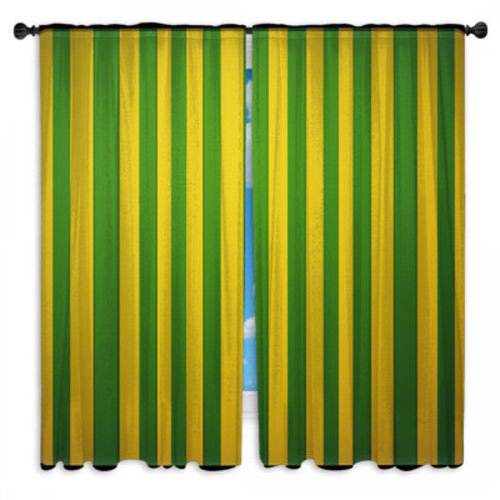 East Urban Home Green Yellow Vertical Stripes Window Curtains Stripes | Wayfair