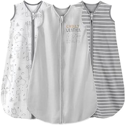 Yoofoss Baby Sleep Sack 0-6 Months Baby Wearable Blanket 100% Cotton 2-Way Zipper TOG 0.5 Toddler Sleeping Sack 3 Pack, Lightweight Sleep Sacks for Babies