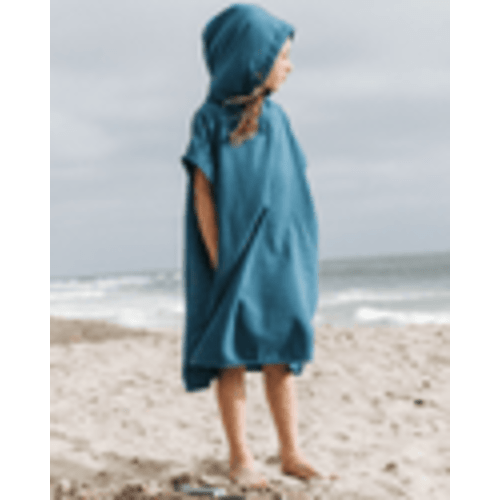 Terra Hooded Poncho Youth - Teal Blue | Sand Cloud