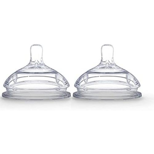 Comotomo 2 Pack Silicone Replacement Nipple, Slow Flow Clear, 0-3 Months