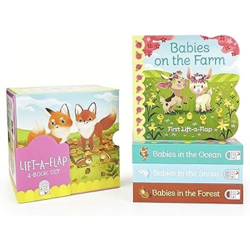 Animal Babies Lift-a-Flap Boxed Gift Set 4-Pack: Babies on the Farm, Babies in the Forest, Babies in the Snow, Babies in the Ocean (Chunky Lift a Flap)