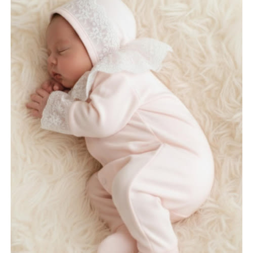 Pink Lace Baby Romper & Hat Set — Personalized Name Embroidery - Etsy