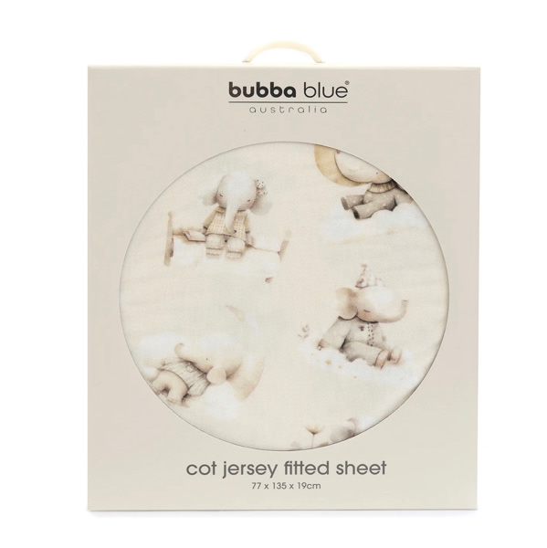 Elephant Bedtime Jersey Cot Fitted Sheet | Bubba Blue – Bubba Blue Australia