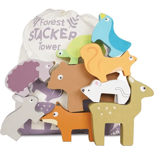 Le Toy Van - Wooden Petilou Forest Stacker Puzzle & Bag Educational Balancing Activities Toy | Great Gift for Kids and Toddlers | Suitable for Age 18+ Months Old