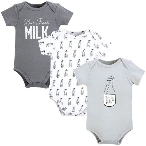 Hudson Baby Cotton Bodysuits, Milk Belly Bottle, 3-6 Months