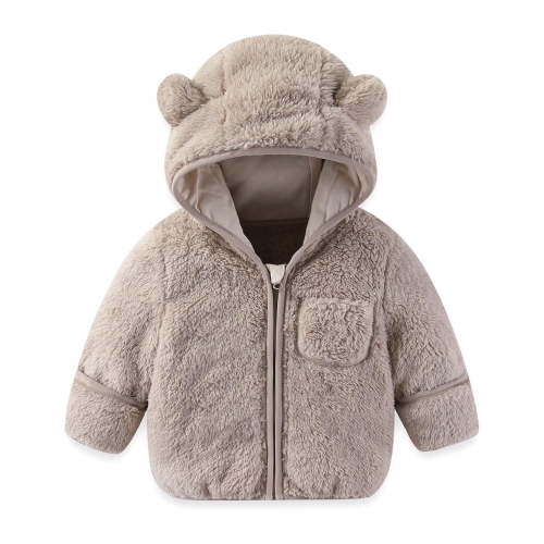 Baby Jacket Bear Ear Hooded Zipper Long Sleeve Thick Warm Outerwear 0-6 Months Boys Winter Coat