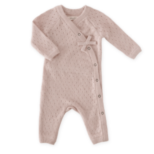 Pointelle Knit Kimono Romper (Soft Peony)