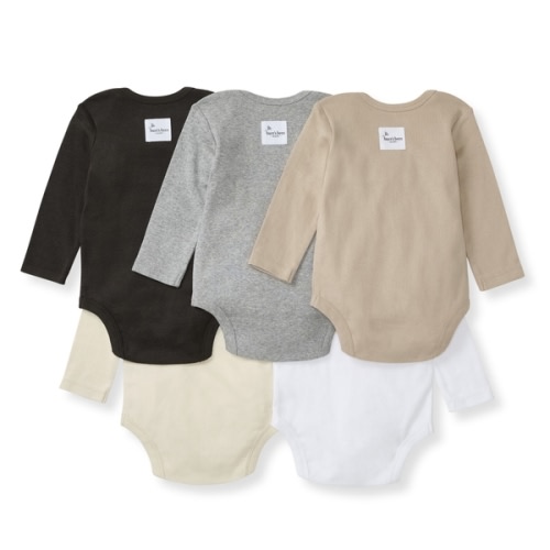 Solid Organic Cotton Long Sleeve Baby Bodysuits 5 Pack Pink Sand