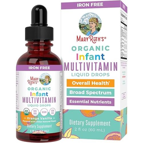 Multivitamin for Infants by MaryRuth's | USDA Organic | Multivitamin Liquid Drops for Babies 6-12 Months | Immune Support & Overall Wellness | Vegan | Non-GMO | Gluten Free | 2 Fl Oz