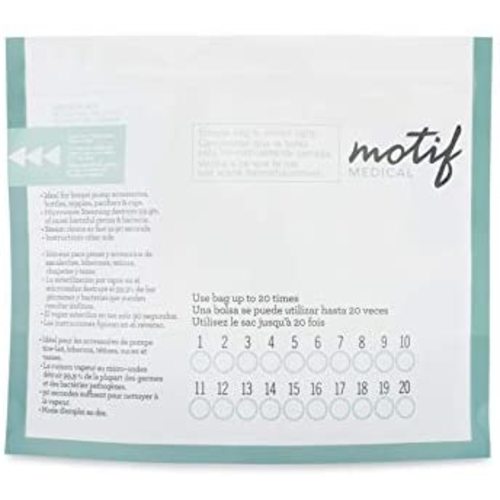 Motif Medical, Breast Pump Parts and Accessories Microwave Steaming Sterilizer Bags - Pack of 7