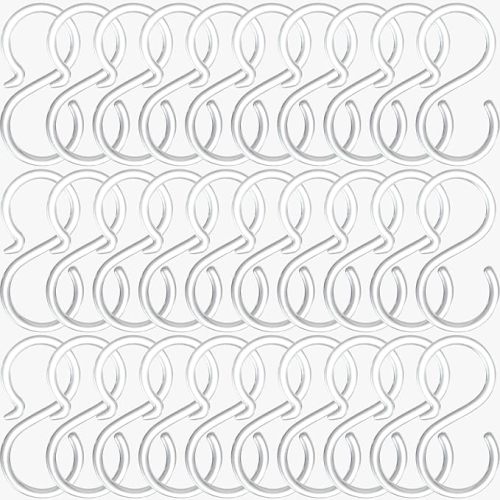 POVETIRE 30 Pack 2.5 Inch Acrylic Transparent S Hook for Hanging Baby Headband Hair Accessories Baby Bib NecklaceJewelry Hat Holder
