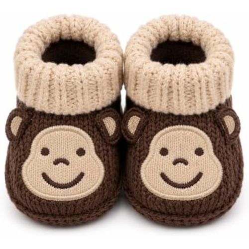 Cute Knitted Baby Booties, cute animal Infant Socks Shoes, Soft Non-Slip Newborn Footwear for Boys Girls, 0-3 Months