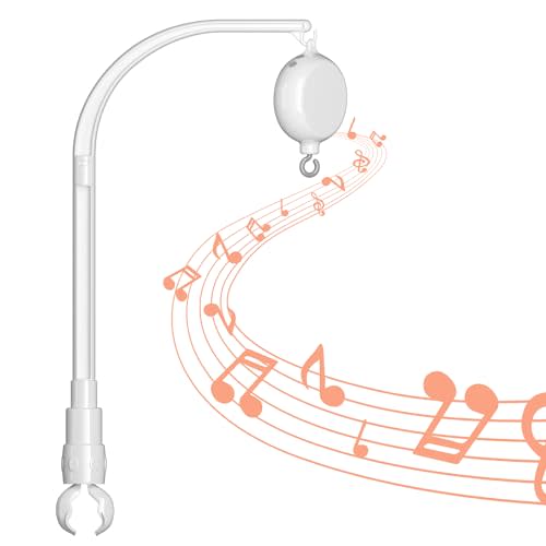 FEISIKE Baby Crib Mobile Arm with Music Box Spin Motor,23 Inch,Volume Control,3 Modes(Turn & Music,Turn Only, Music Only),Nursery Decor Hanger,Holder for DIY Clamp Mobile,35 Lullabies,30 Min Auto-Off