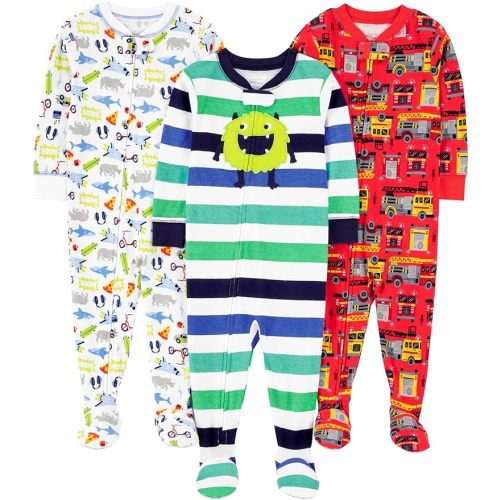Simple Joys by Carter's baby-boys 3-pack Snug Fit Footed Cotton Pajamas