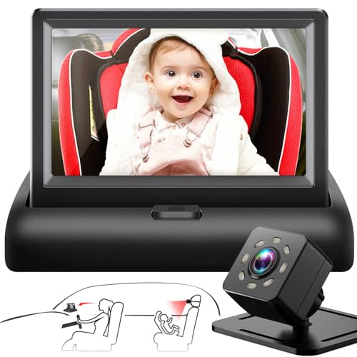 Baby Car Mirror with 4.3'' HD Night Vision Function Display, Safety Car Seat Camera with Wide Crystal Clear View, Easily Observe The Babys Move(Not USB)