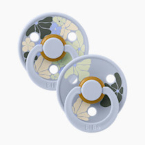 BIBS Studio Morning Bloom Colour Natural Rubber Pacificier (2-pack) - Dusty Blue, Size 1