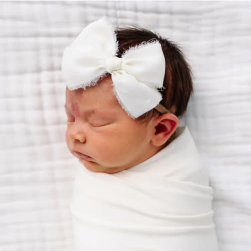 Chiffon Bow - Dove White Headband
