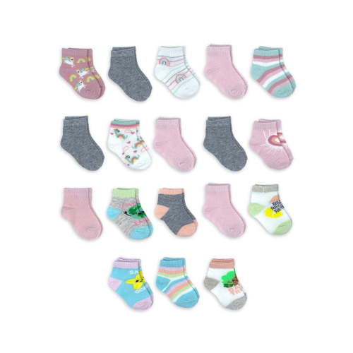 Wonder Nation Baby and Toddler Girl Ankle Socks 18-Pack Sizes 0M-5T Soft Polyester Spandex