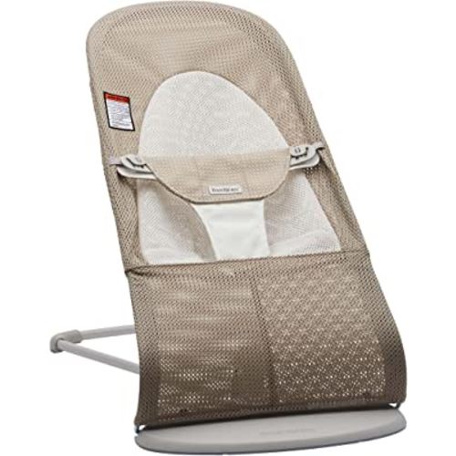 BabyBjörn Bouncer Balance Soft, Light Grey Frame, Mesh, Gray Beige/White (005144US)