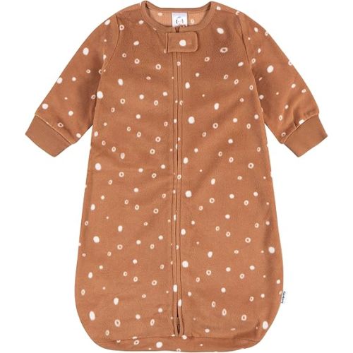 GerberBaby Unisex Fleece Wearable Blanket, Brown Dots, 0-6 Months